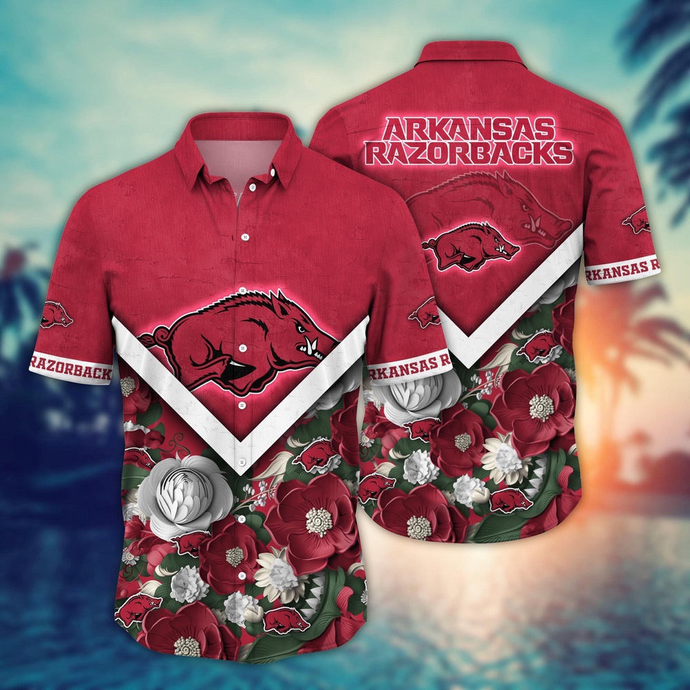 NCAA Arkansas Razorbacks Hawaiian Shirt Blossom Blaze For Fans NCAA Arkansas Razorbacks Hawaiian Shirt Blossom Blaze For Fans