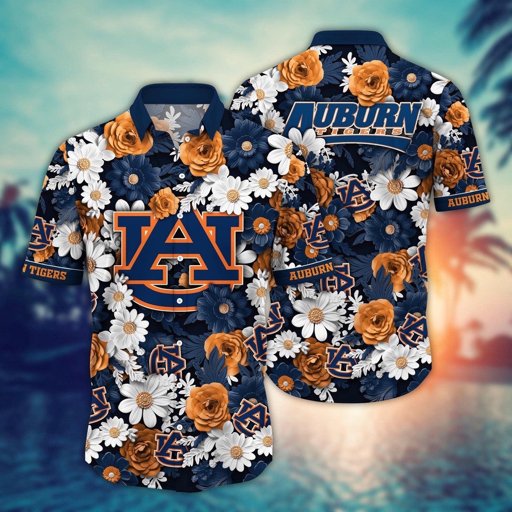 NCAA Auburn Tigers Hawaiian Shirt Blossom Burst Bliss For Sports Fans NCAA Auburn Tigers Hawaiian Shirt Blossom Burst Bliss For Sports Fans