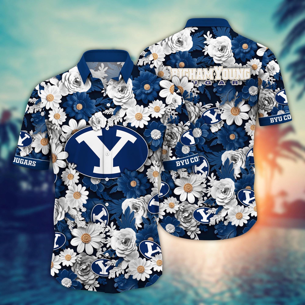 NCAA BYU Cougars Hawaiian Shirt Cheerful Bloom Beats For Sports Fans
