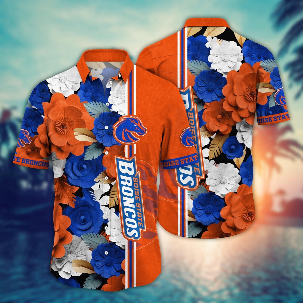NCAA Boise State Broncos Hawaiian Shirt Tropical Flower Pattern For Sports Fans