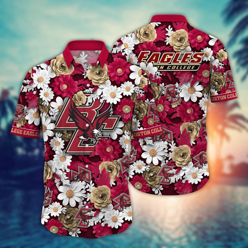 NCAA Boston College Eagles Hawaiian Shirt Cheerful Bloom Beats For Sports Fans