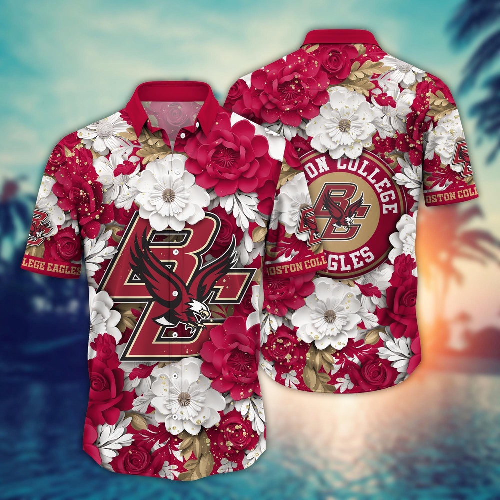 NCAA Boston College Eagles Hawaiian Shirt Floral Finesse Aloha Extravaganza For Fans