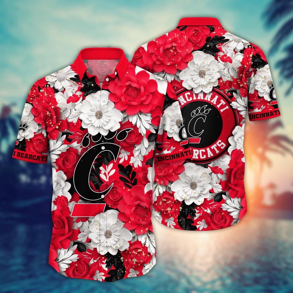 NCAA Cincinnati Bearcats Hawaiian Shirt Floral Finesse Aloha Extravaganza For Fans NCAA Cincinnati Bearcats Hawaiian Shirt Floral Finesse Aloha Extravaganza For Fans