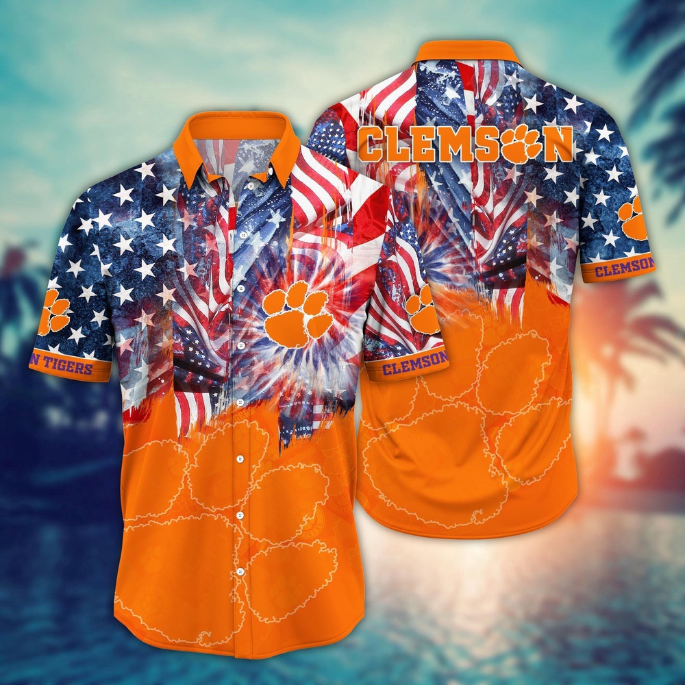 NCAA Clemson Tigers Hawaiian Shirt Sideline Bloom Gift For Fans NCAA Clemson Tigers Hawaiian Shirt Sideline Bloom Gift For Fans