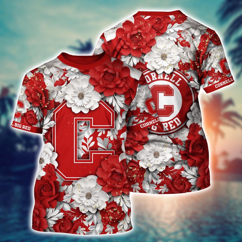 NCAA Cornell Big Red 3D T-Shirt Elegance In Style For Sports Fans