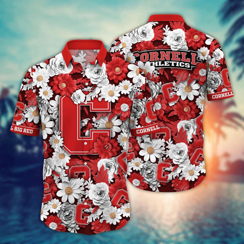 NCAA Cornell Big Red Hawaiian Shirt Cheerful Bloom Beats For Sports Fans