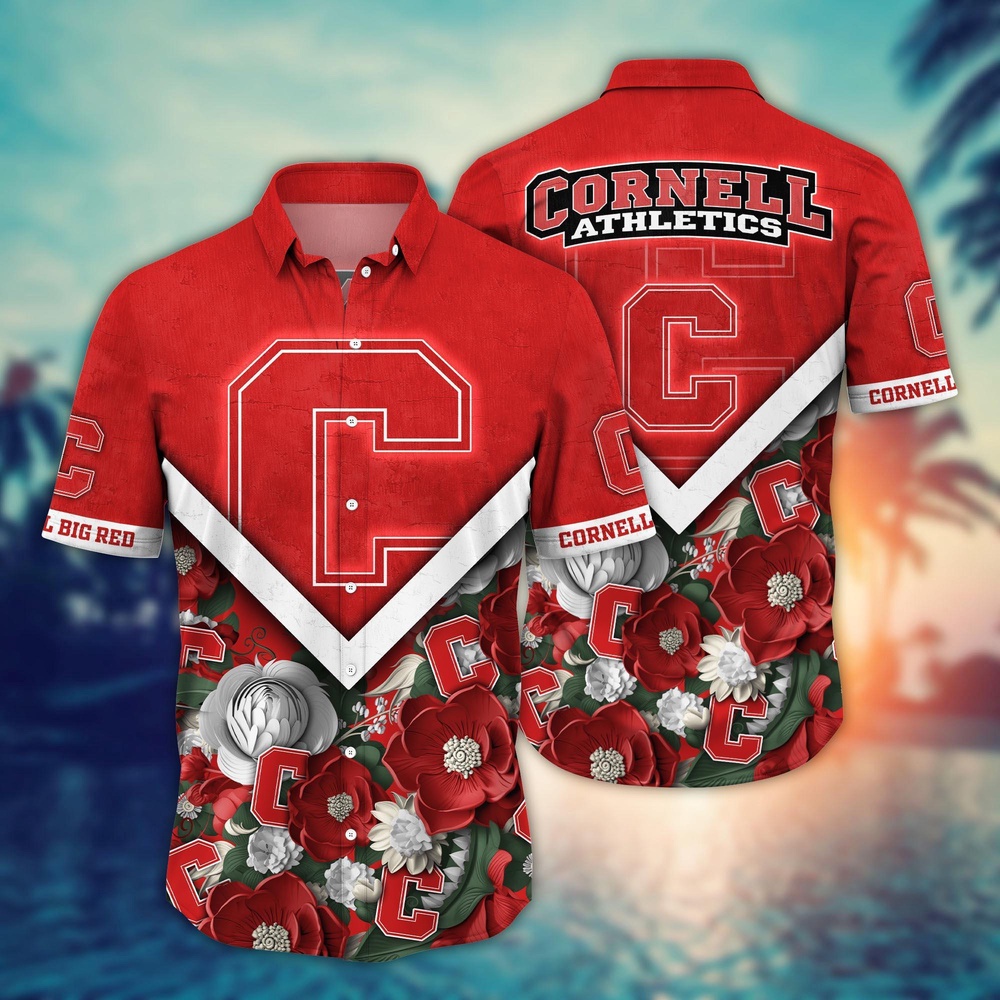 NCAA Cornell Big Red Hawaiian Shirt Floral Fusion Aloha Bliss For Fans