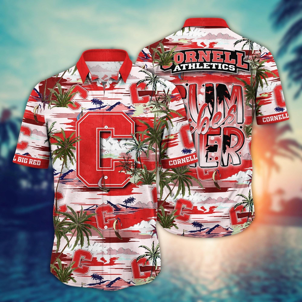 NCAA Cornell Big Red Hawaiian Shirt Palm Tree Paradise For Sports Fans
