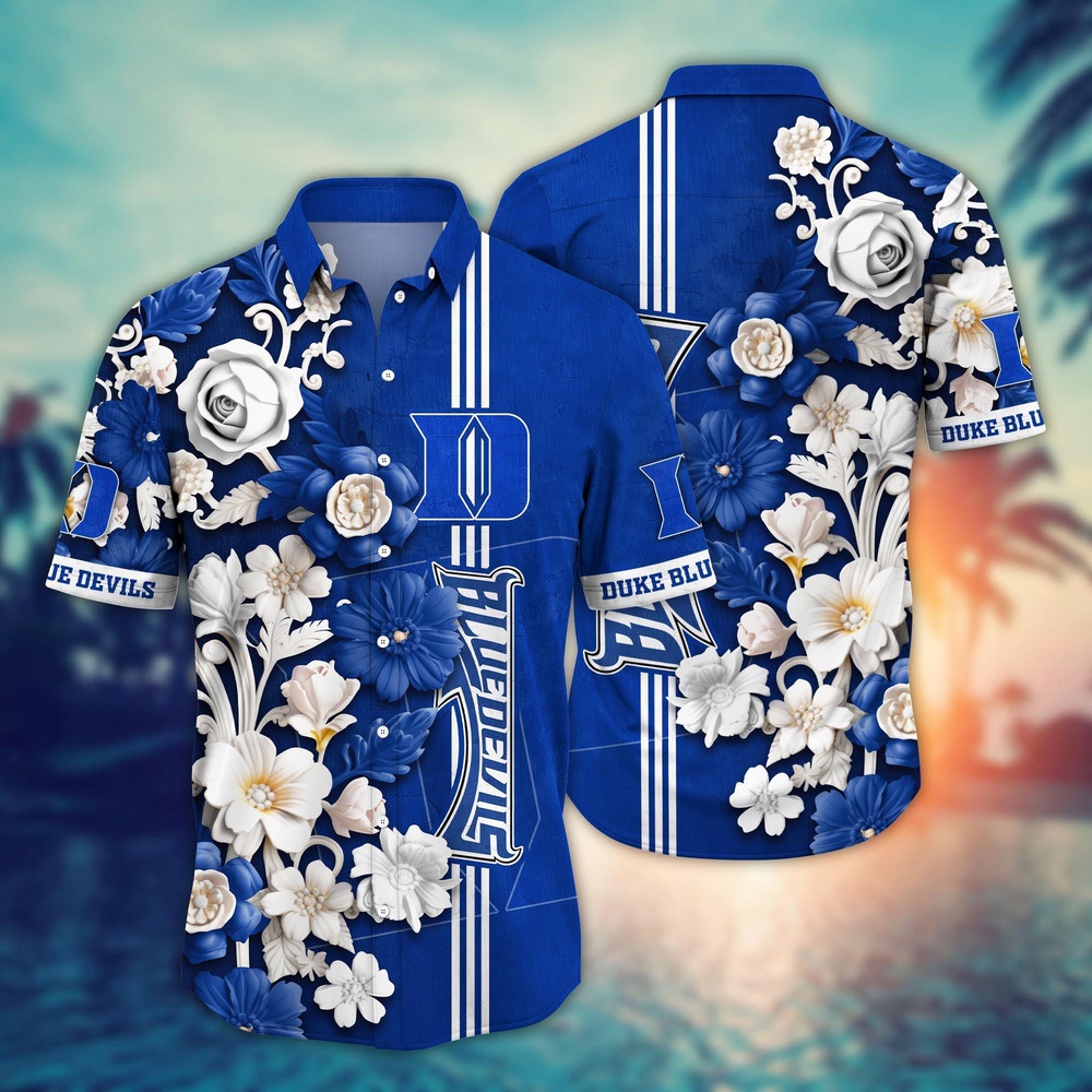 NCAA Duke Blue Devils Hawaiian Shirt Floral Fantasy Fiesta For Sports Fans