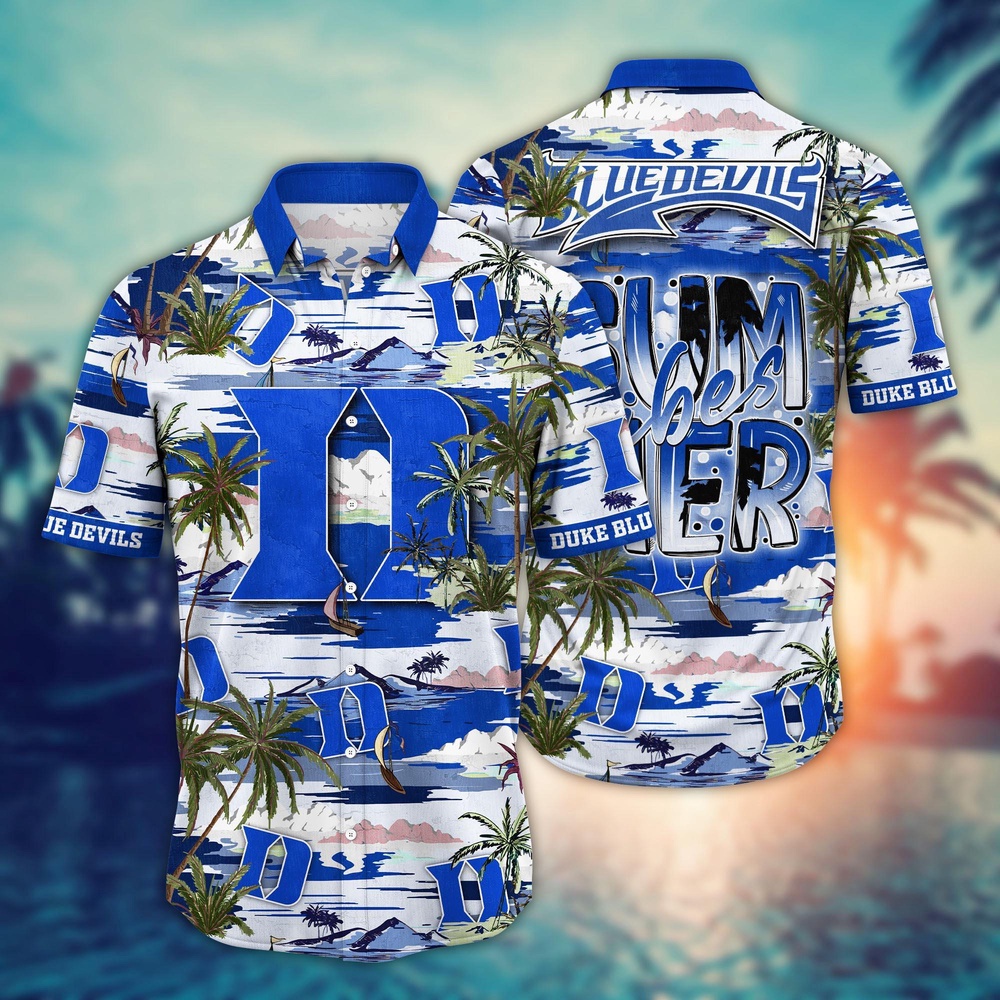 NCAA Duke Blue Devils Hawaiian Shirt Palm Tree Cascade For Sports Fans