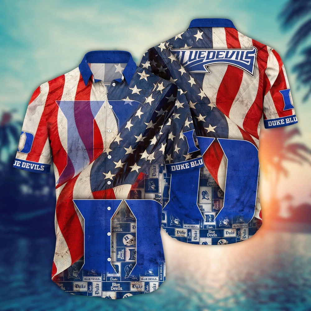 NCAA Duke Blue Devils Hawaiian Shirt US Flags Elegance For Sports Fans