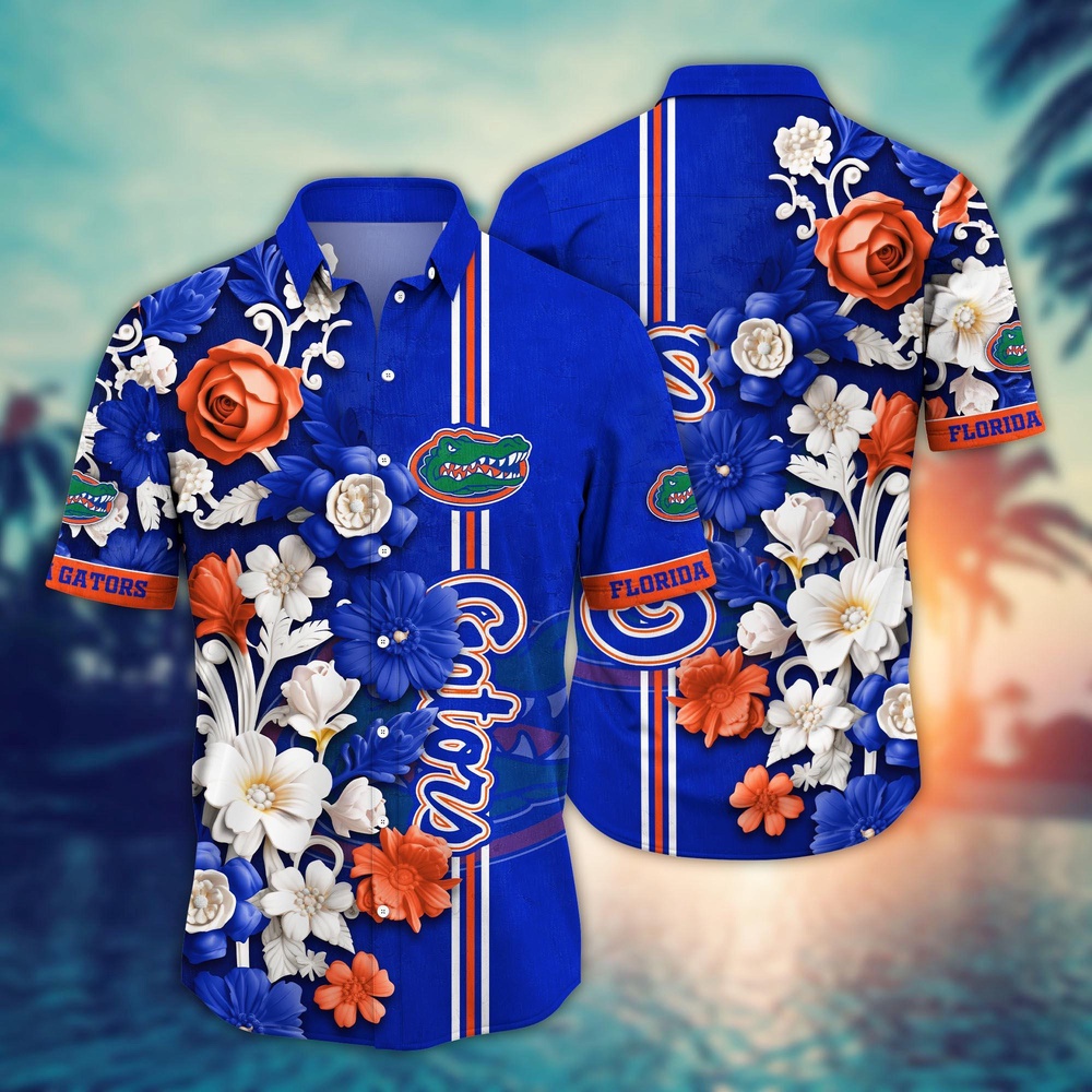 NCAA Florida Gators Hawaiian Shirt Floral Fantasy Fiesta For Sports Fans NCAA Florida Gators Hawaiian Shirt Floral Fantasy Fiesta For Sports Fans
