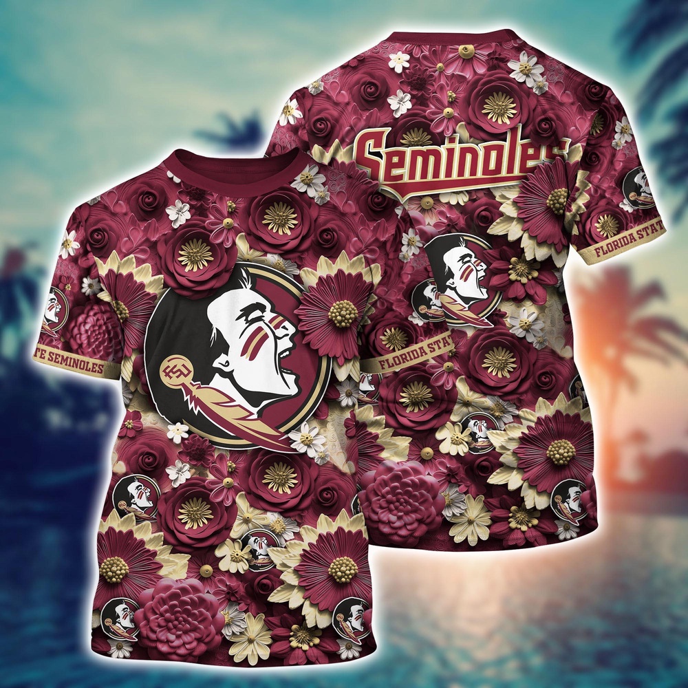 NCAA Florida State Seminoles 3D T-Shirt Elegance in Motion For Sports Fans