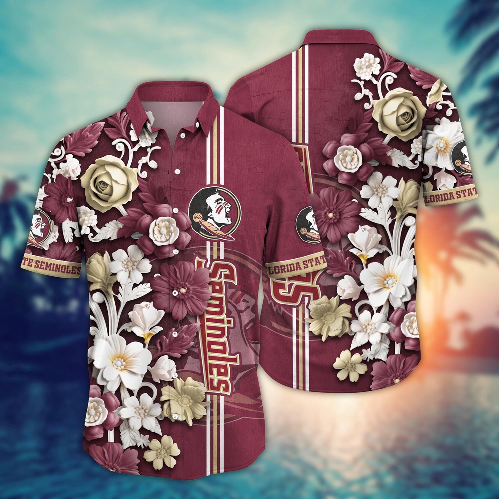 NCAA Florida State Seminoles Hawaiian Shirt Floral Fantasy Fiesta For Sports Fans