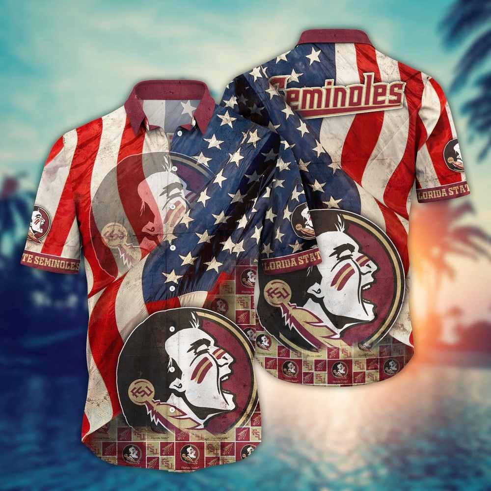 NCAA Florida State Seminoles Hawaiian Shirt US Flags Elegance For Sports Fans
