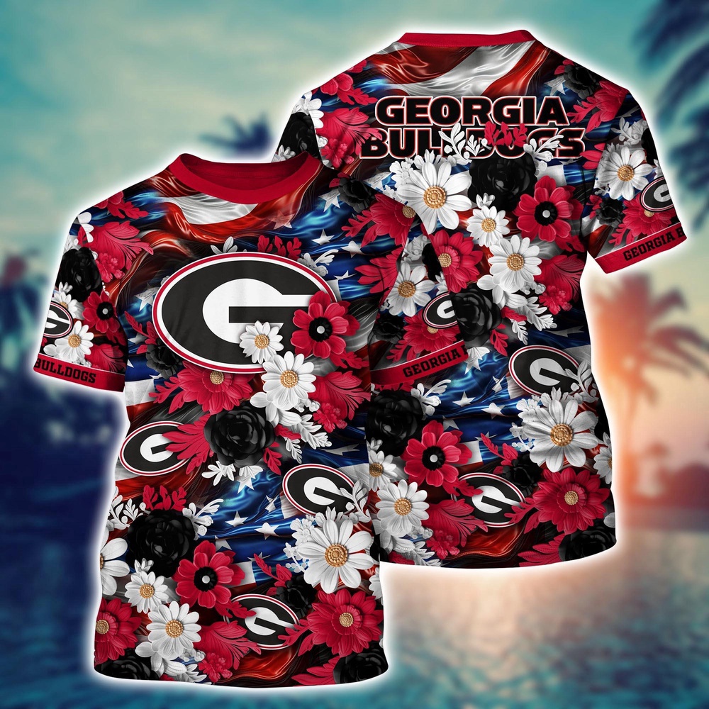 NCAA Georgia Bulldogs 3D T-Shirt Sporty Elegance For Fans NCAA Georgia Bulldogs 3D T-Shirt Sporty Elegance For Fans