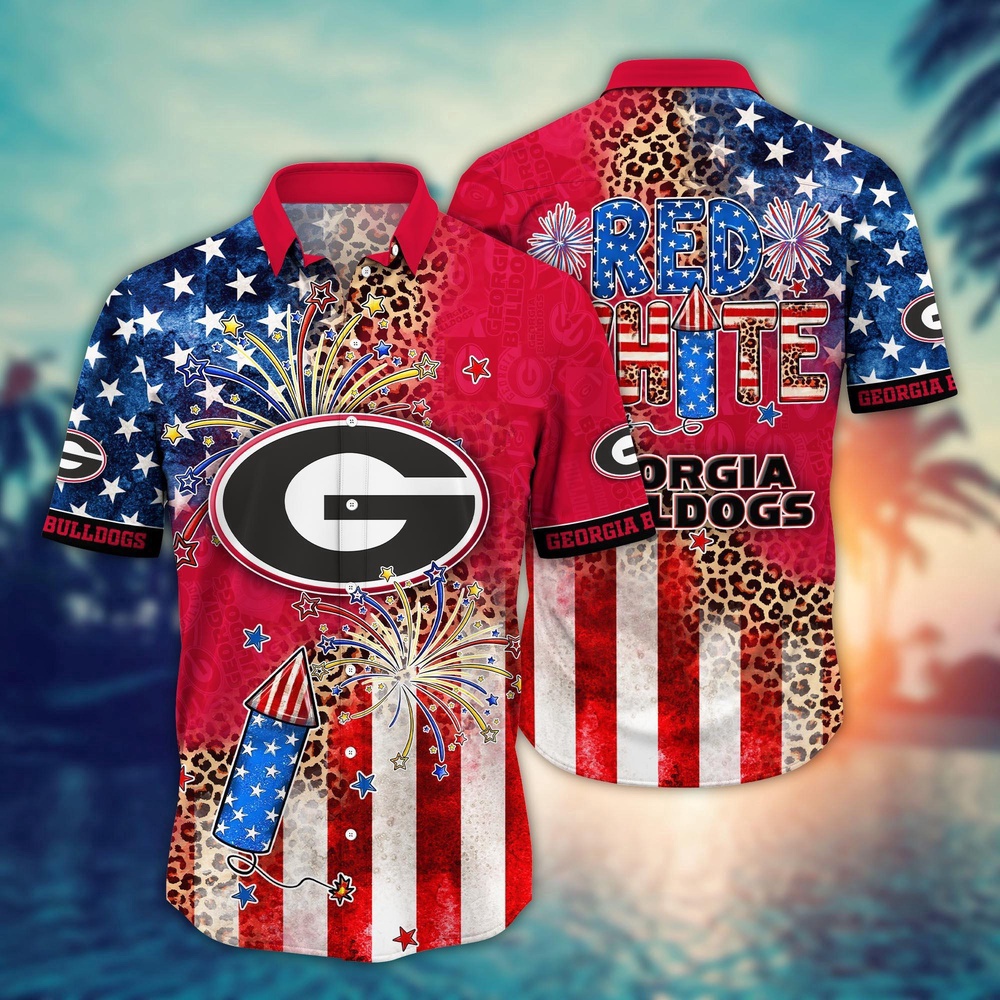 NCAA Georgia Bulldogs Hawaiian Shirt Floral Fanfare Gift For Fans NCAA Georgia Bulldogs Hawaiian Shirt Floral Fanfare Gift For Fans