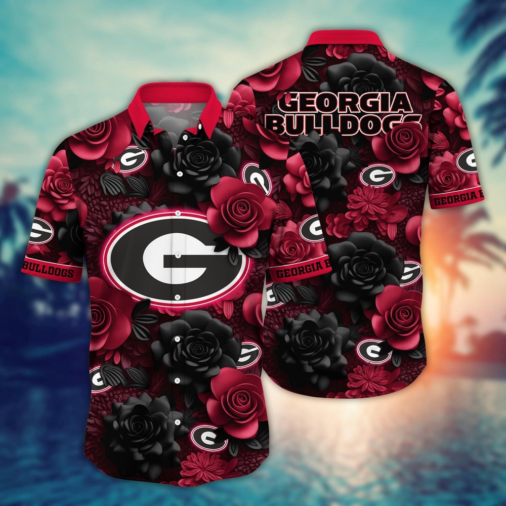 NCAA Georgia Bulldogs Hawaiian Shirt Floral Rhapsody For Sports Fans NCAA Georgia Bulldogs Hawaiian Shirt Floral Rhapsody For Sports Fans