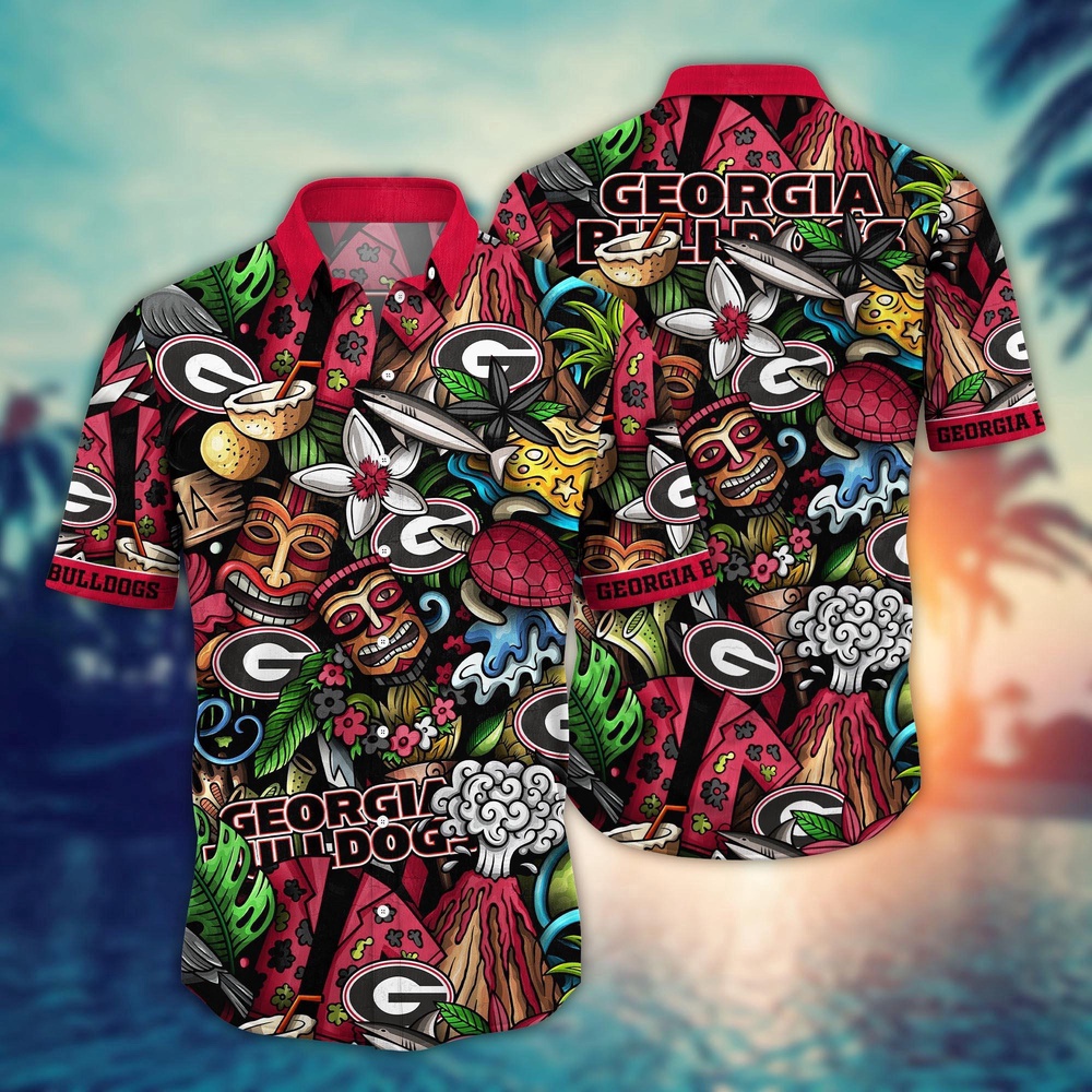 NCAA Georgia Bulldogs Hawaiian Shirt Goal Line Glory Gift For Fans NCAA Georgia Bulldogs Hawaiian Shirt Goal Line Glory Gift For Fans