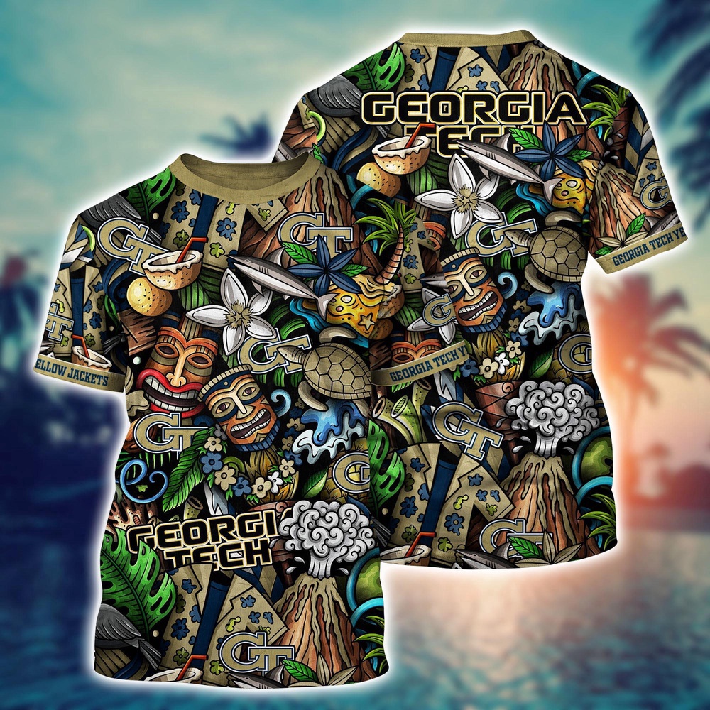 NCAA Georgia Tech Yellow Jackets 3D T-Shirt Athletic Aura For Fans NCAA Georgia Tech Yellow Jackets 3D T-Shirt Athletic Aura For Fans