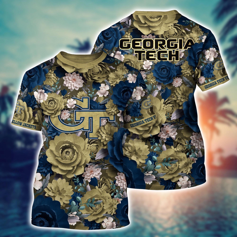 NCAA Georgia Tech Yellow Jackets 3D T-Shirt Sleek Layers Of Bliss For Sports Fans