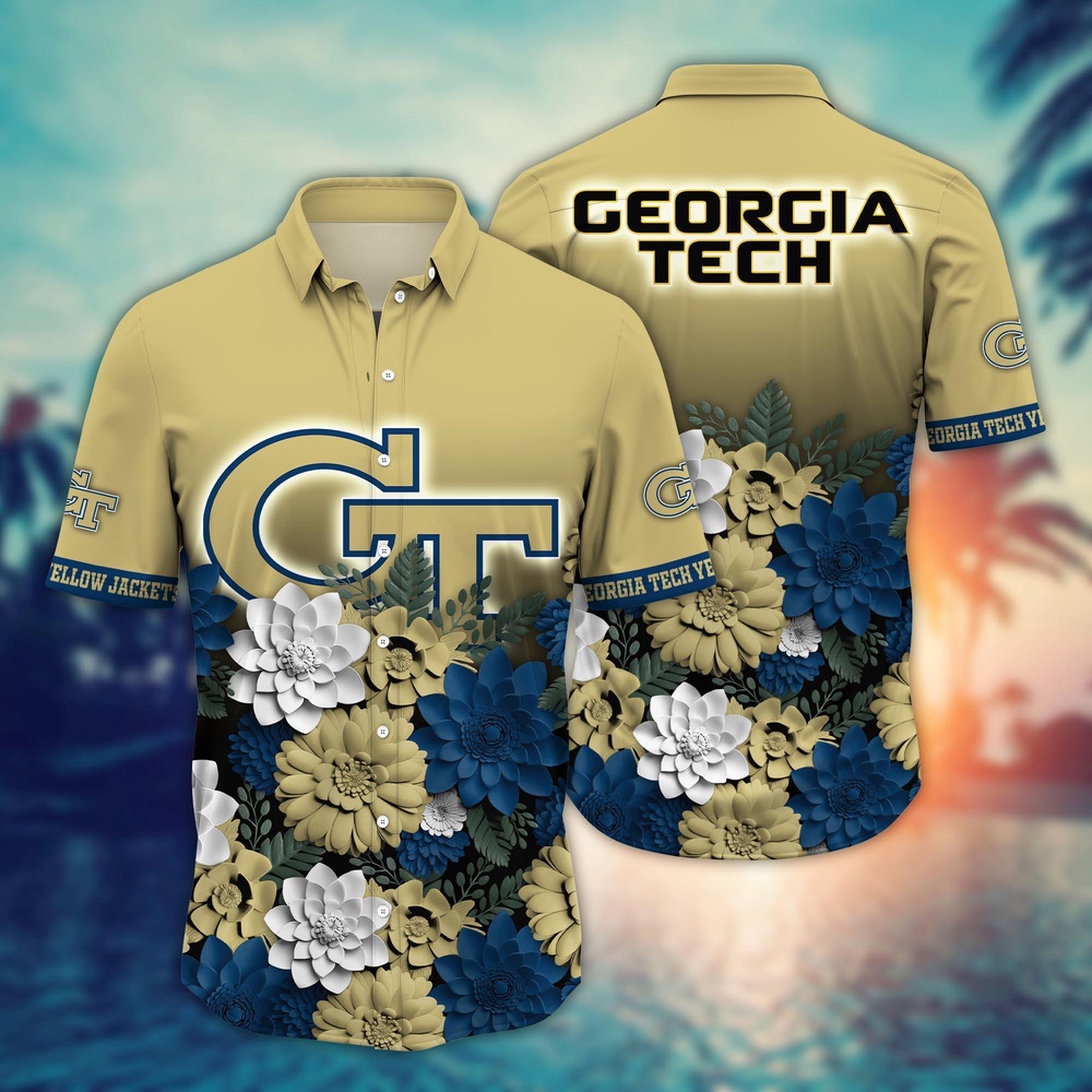 NCAA Georgia Tech Yellow Jackets Hawaiian Shirt Blossom Bliss Cascade For Fans NCAA Georgia Tech Yellow Jackets Hawaiian Shirt Blossom Bliss Cascade For Fans