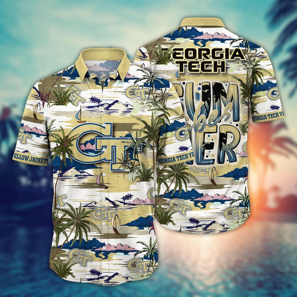 NCAA Georgia Tech Yellow Jackets Hawaiian Shirt Palm Tree Paradise For Sports Fans