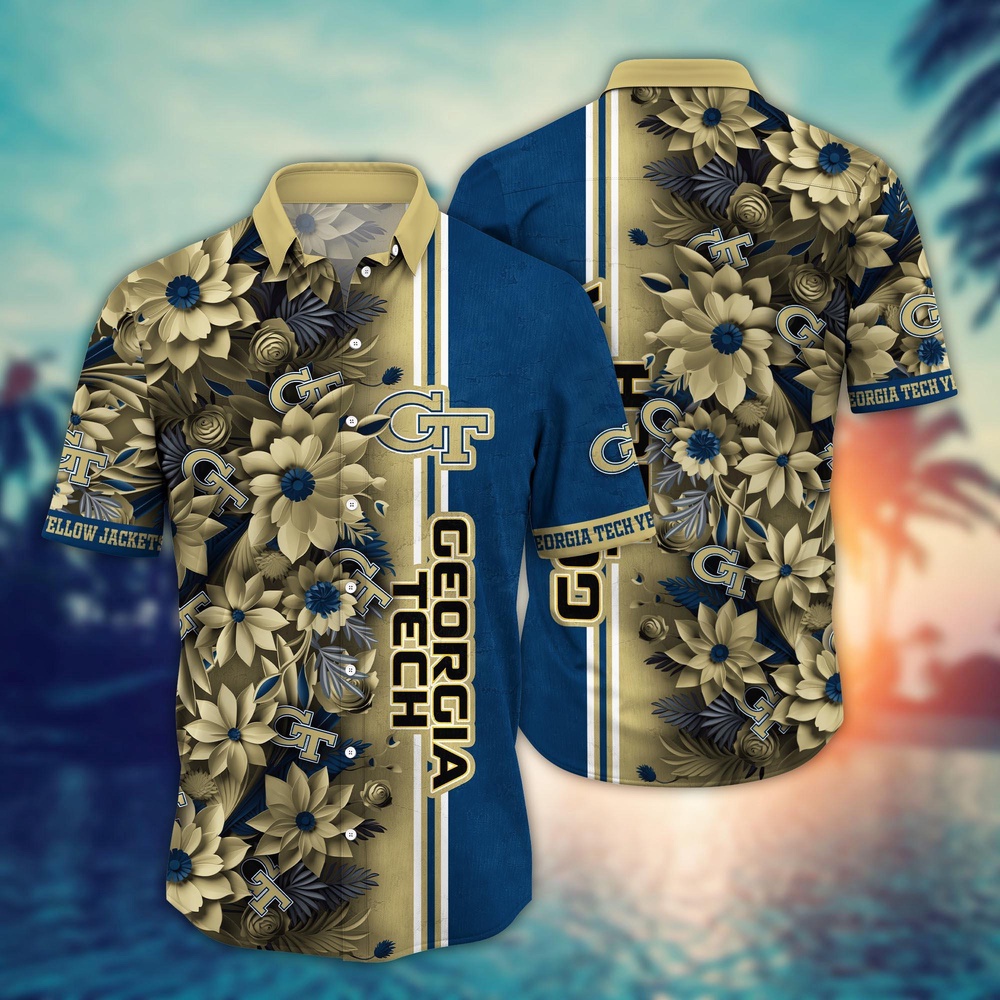 NCAA Georgia Tech Yellow Jackets Hawaiian Shirt Victory Vibes Aloha Twist For Fans NCAA Georgia Tech Yellow Jackets Hawaiian Shirt Victory Vibes Aloha Twist For Fans