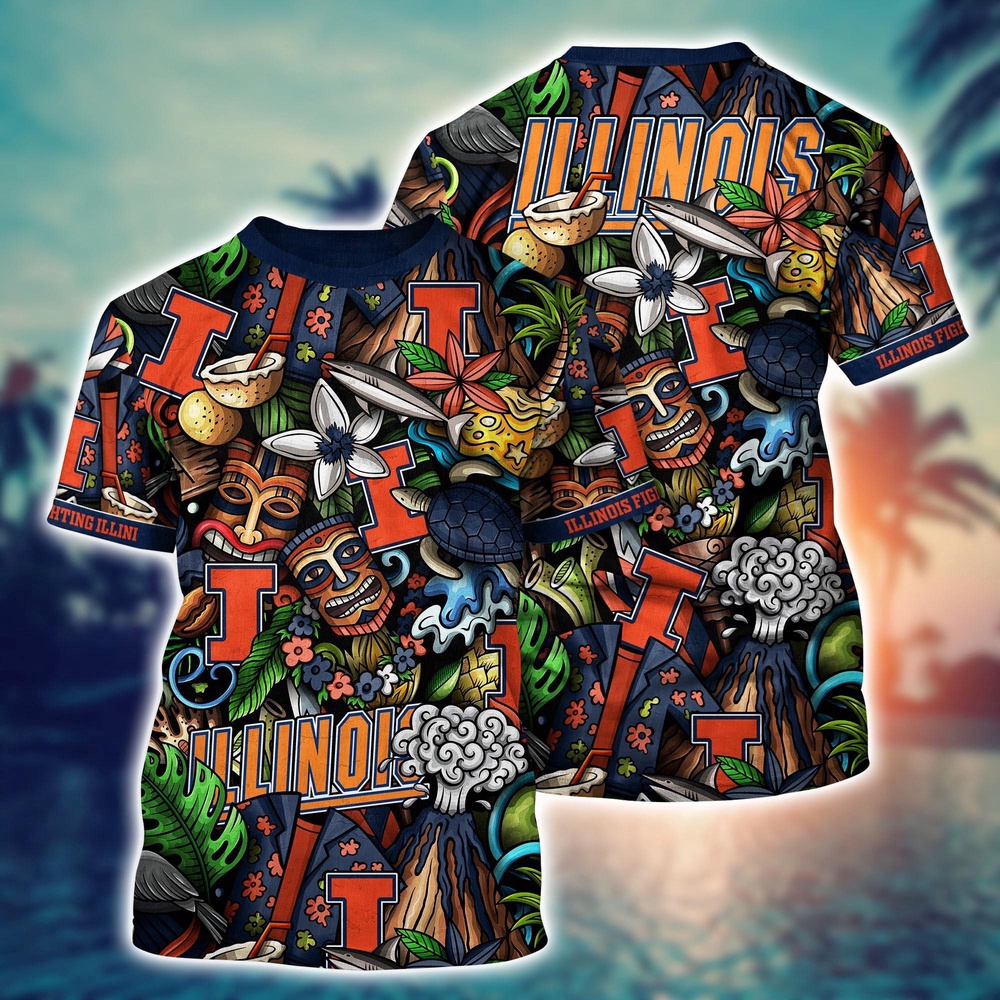 NCAA Illinois Fighting Illini 3D T-Shirt Athletic Aura For Fans
