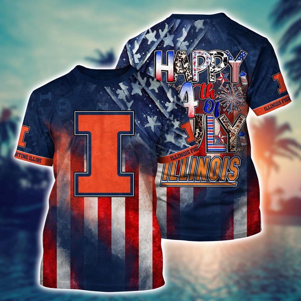 NCAA Illinois Fighting Illini 3D T-Shirt Athletic Trends For Fans