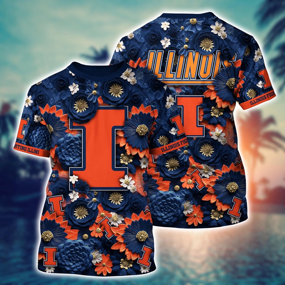 NCAA Illinois Fighting Illini 3D T-Shirt Euphoria in Every Stitch For Sports Fans NCAA Illinois Fighting Illini 3D T-Shirt Euphoria in Every Stitch For Sports Fans