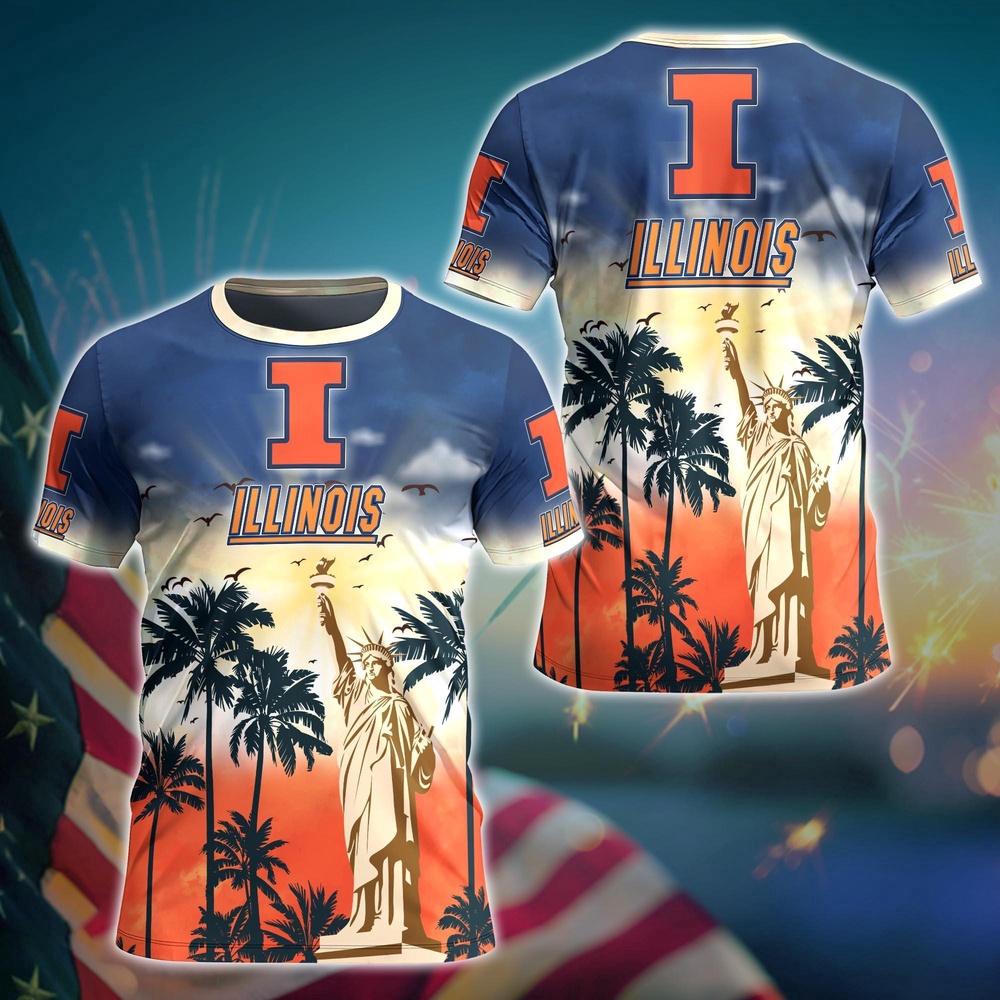 NCAA Illinois Fighting Illini 3D T-Shirt Fashion Forward For Fans NCAA Illinois Fighting Illini 3D T-Shirt Fashion Forward For Fans
