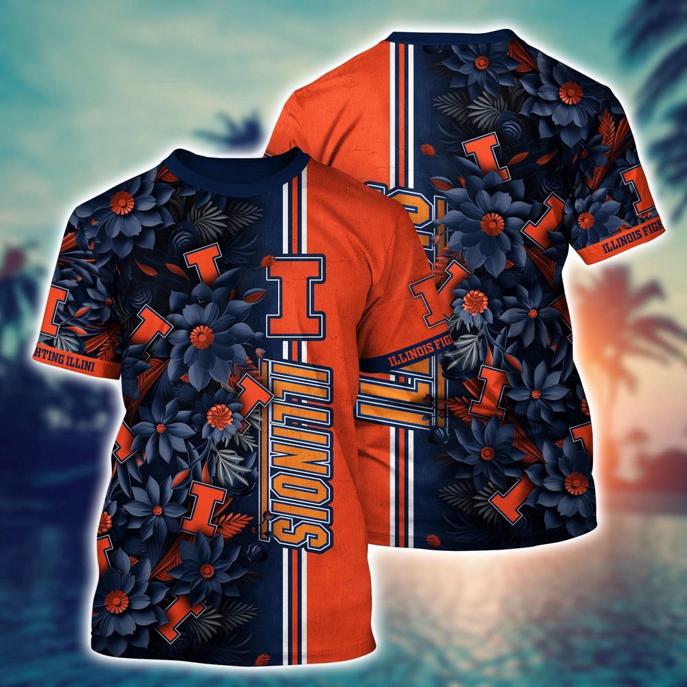 NCAA Illinois Fighting Illini 3D T-Shirt Forward Streetwear Vibes For Sports Fans NCAA Illinois Fighting Illini 3D T-Shirt Forward Streetwear Vibes For Sports Fans