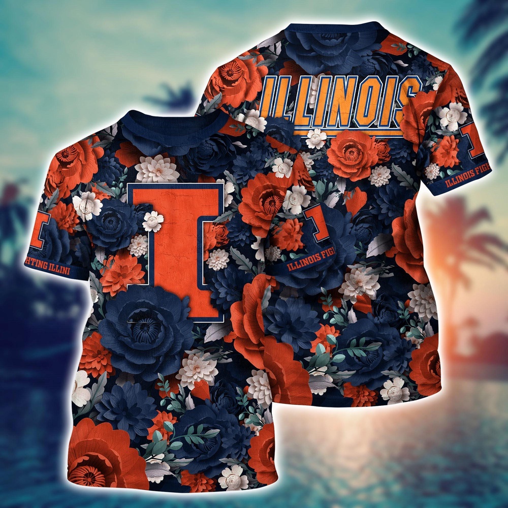 NCAA Illinois Fighting Illini 3D T-Shirt Sleek Layers Of Bliss For Sports Fans NCAA Illinois Fighting Illini 3D T-Shirt Sleek Layers Of Bliss For Sports Fans