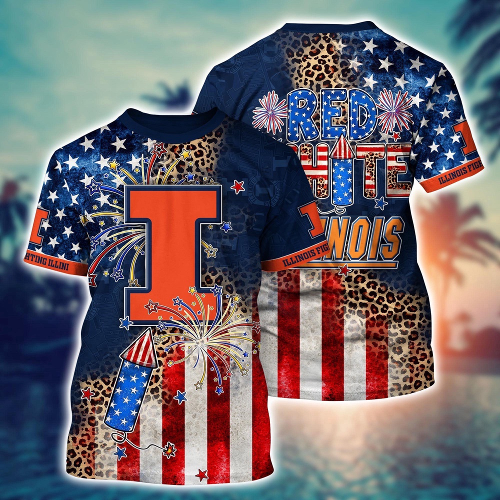 NCAA Illinois Fighting Illini 3D T-Shirt Vogue Bliss For Fans