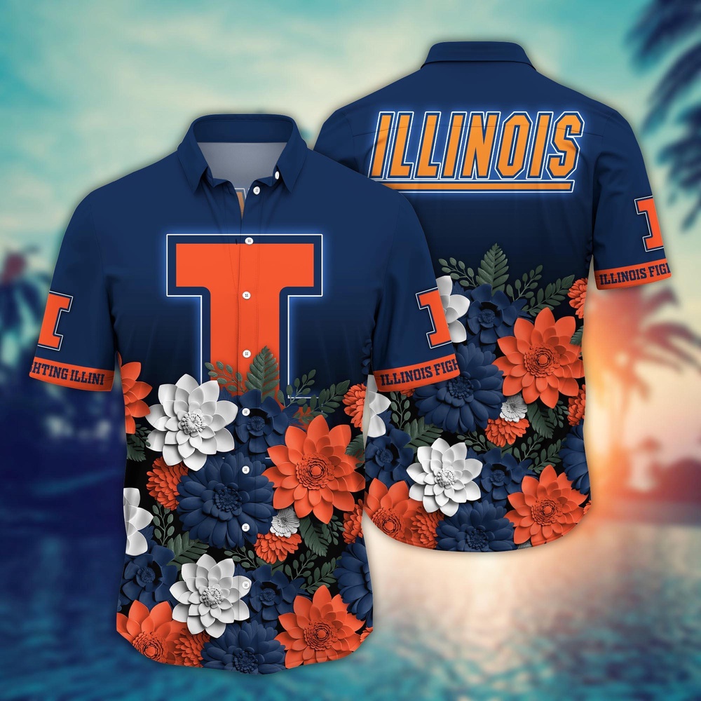 NCAA Illinois Fighting Illini Hawaiian Shirt Blossom Bliss Cascade For Fans