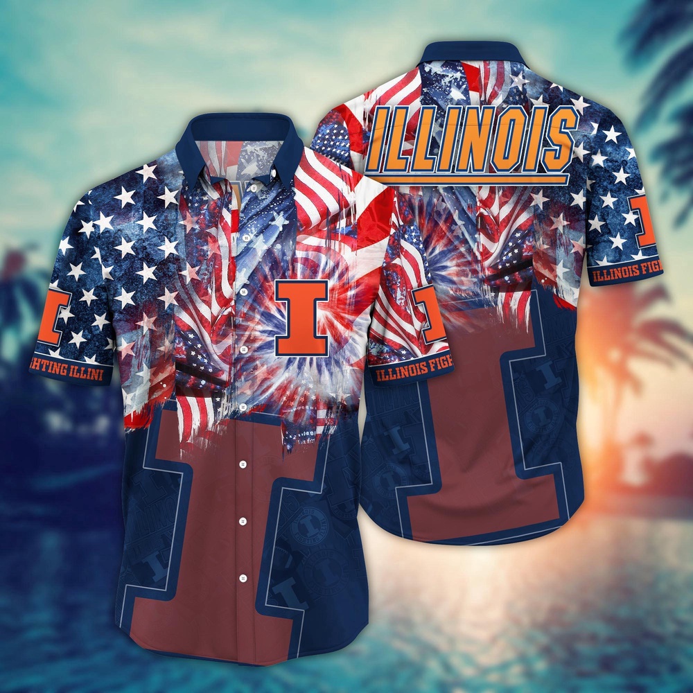 NCAA Illinois Fighting Illini Hawaiian Shirt Marching Band Bloom Gift For Fans NCAA Illinois Fighting Illini Hawaiian Shirt Marching Band Bloom Gift For Fans