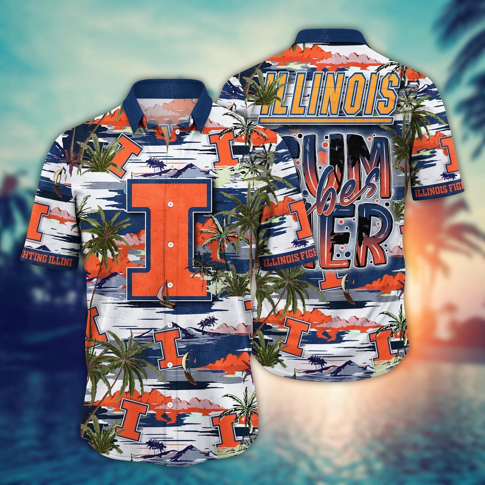 NCAA Illinois Fighting Illini Hawaiian Shirt Palm Tree Paradise For Sports Fans