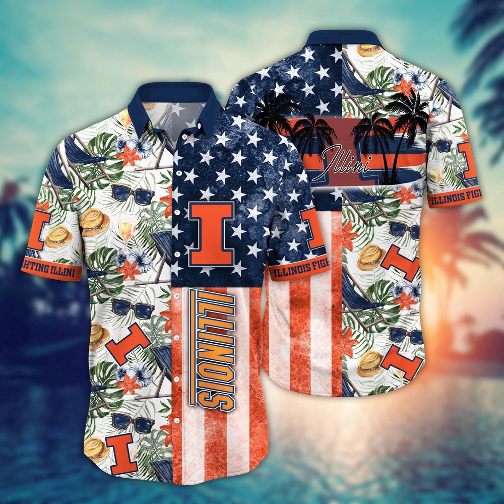 NCAA Illinois Fighting Illini Hawaiian Shirt Team Pride Paradise Gift For Fans NCAA Illinois Fighting Illini Hawaiian Shirt Team Pride Paradise Gift For Fans
