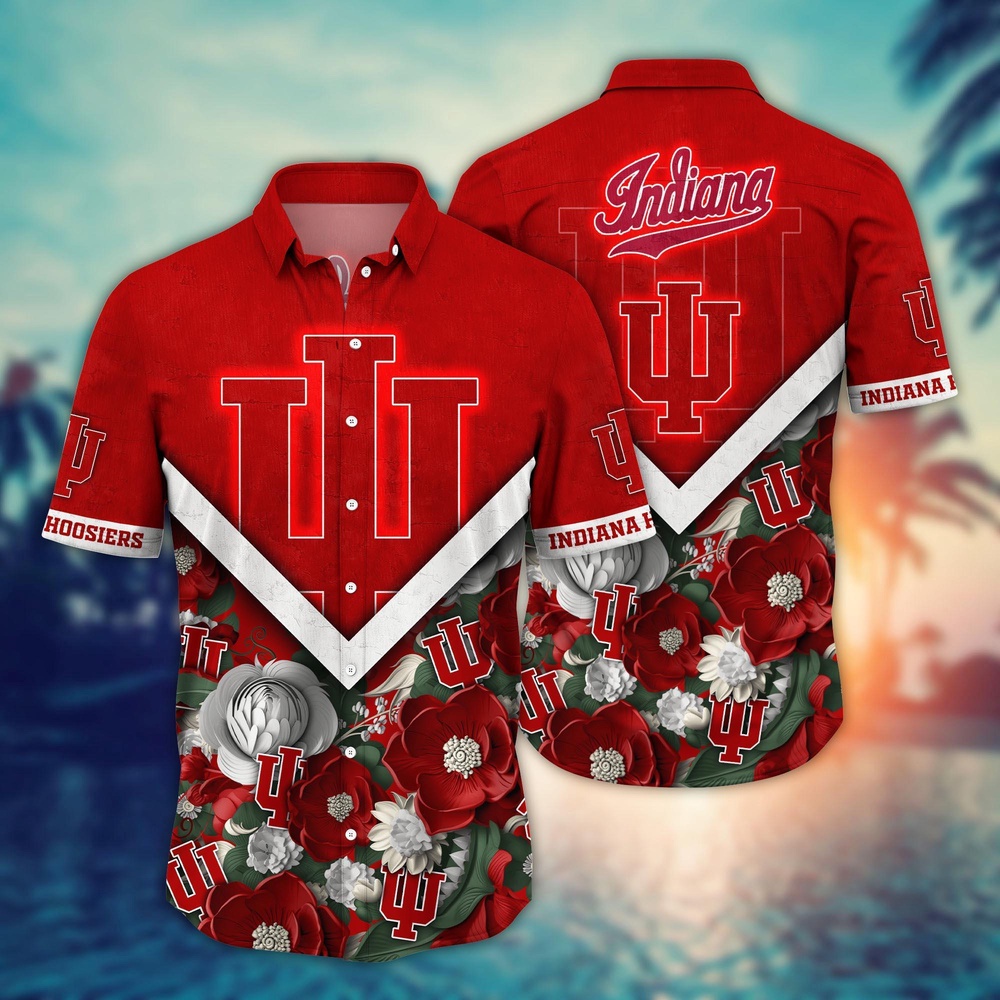 NCAA Indiana Hoosiers Hawaiian Shirt Floral Fusion Aloha Bliss For Fans