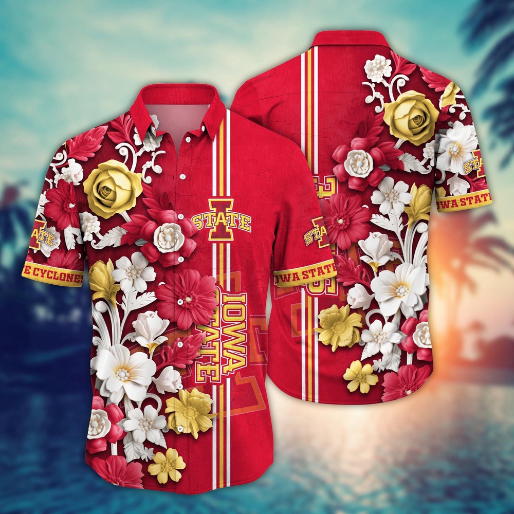 NCAA Iowa State Cyclones Hawaiian Shirt Floral Fantasy Fiesta For Sports Fans