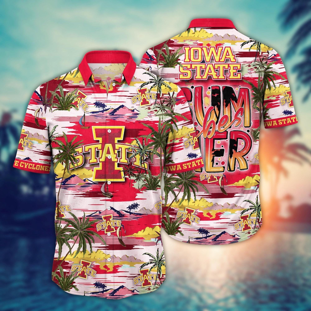 NCAA Iowa State Cyclones Hawaiian Shirt Palm Tree Cascade For Sports Fans NCAA Iowa State Cyclones Hawaiian Shirt Palm Tree Cascade For Sports Fans