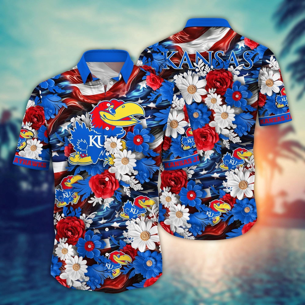 NCAA Kansas Jayhawks Hawaiian Shirt Campus Bloom Elegance Gift For Fans
