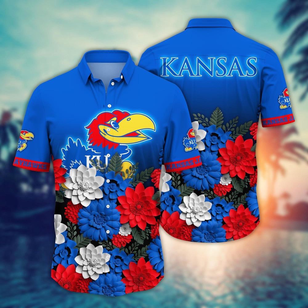 NCAA Kansas Jayhawks Hawaiian Shirt Spectacle Swing For Fans NCAA Kansas Jayhawks Hawaiian Shirt Spectacle Swing For Fans