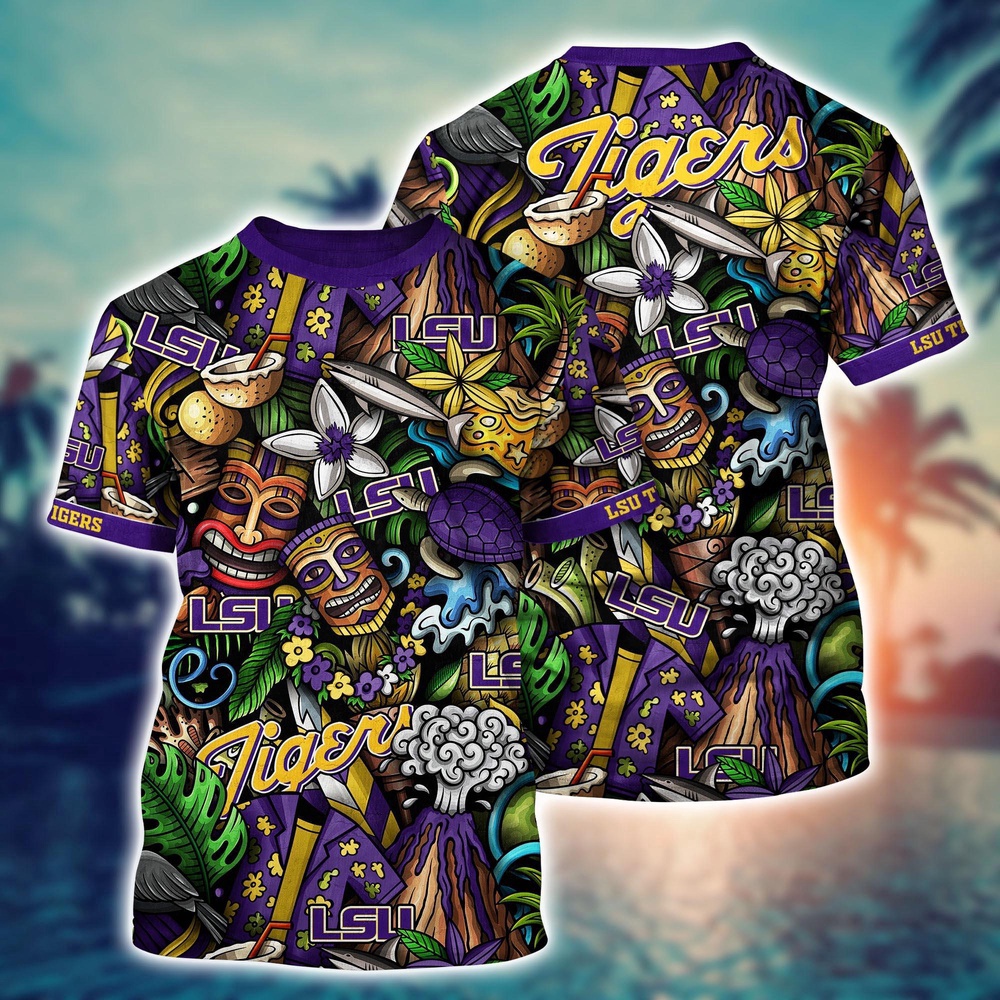 NCAA LSU TIGERS 3D T-Shirt Athletic Style For Fans