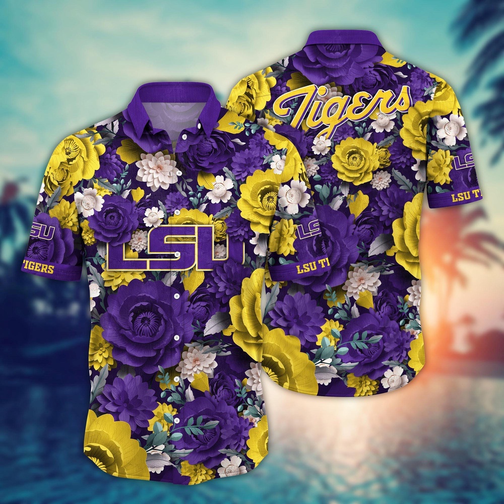NCAA LSU TIGERS Hawaiian Shirt Champion Bloom Parade For Fans NCAA LSU TIGERS Hawaiian Shirt Champion Bloom Parade For Fans