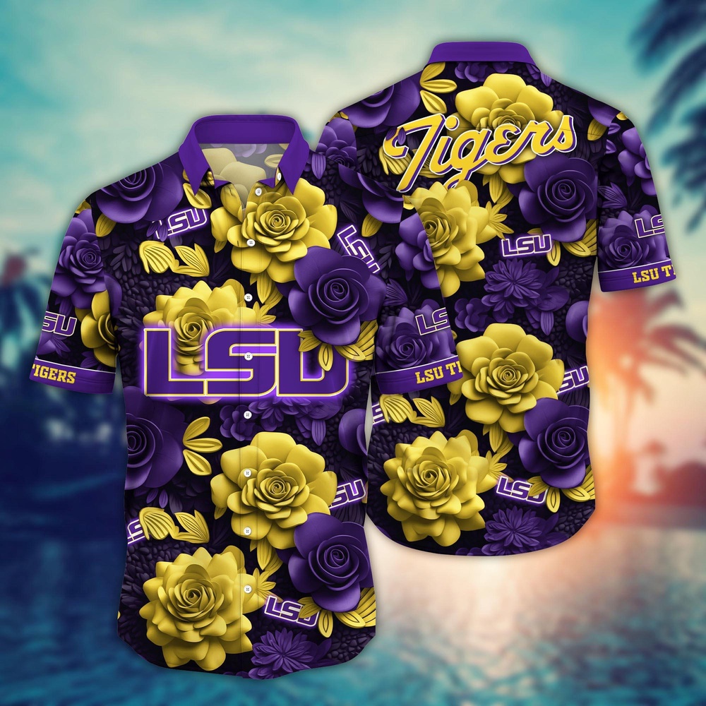 NCAA LSU TIGERS Hawaiian Shirt Floral Rhapsody For Sports Fans NCAA LSU TIGERS Hawaiian Shirt Floral Rhapsody For Sports Fans