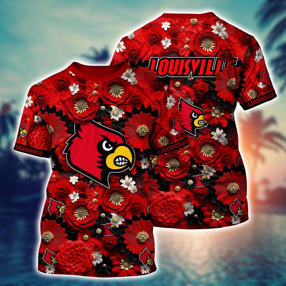 NCAA Louisville Cardinals 3D T-Shirt Elegance in Motion For Sports Fans