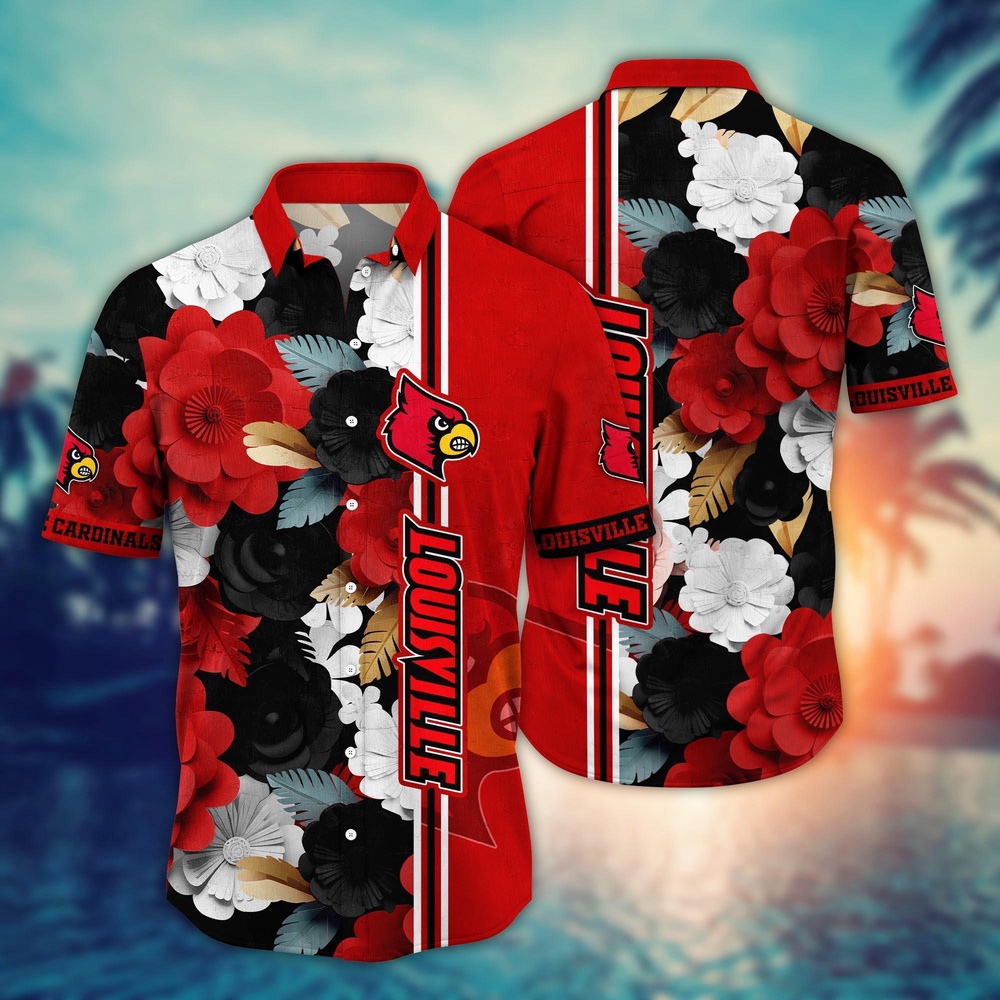 NCAA Louisville Cardinals Hawaiian Shirt Blossom Bliss Cascade For Sports Fans