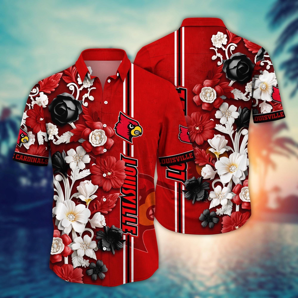 NCAA Louisville Cardinals Hawaiian Shirt Floral Fantasy Fiesta For Sports Fans